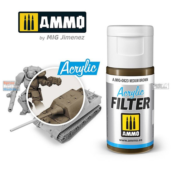 AMM0823 AMMO by Mig Acrylic Filter - Medium Brown (15ml)