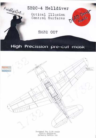 DDMSM32007 1:32 DEAD Design Models Paint Mask - Control Surfaces for SB2C-4 Helldiver (IFM kit)