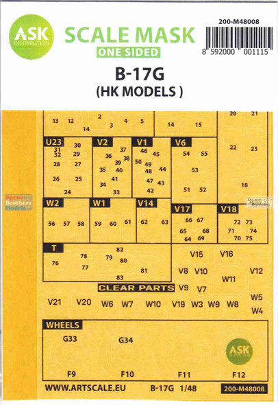 ASKM48008 1:48 ASK/Art Scale Mask - B-17G Flying Fortress (HKM kit)