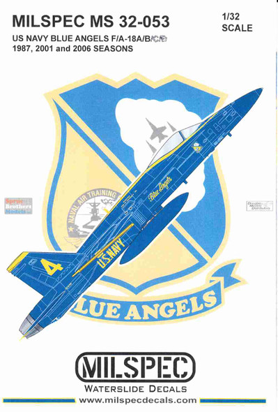 CAMMS32053 1:32 MilSpec Decals - F-18A F-18B F-18C F-18D Hornet US Navy Blue Angels 1987 2001 2006 Seasons