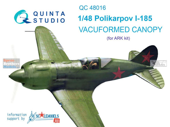 QTSQC48016 1:48 Quinta Studio Vacuformed Canopy - Polikarpov I-185 (ARK kit)