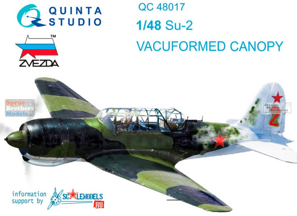 QTSQC48017 1:48 Quinta Studio Vacuformed Canopy - Su-2 (ICM kit)