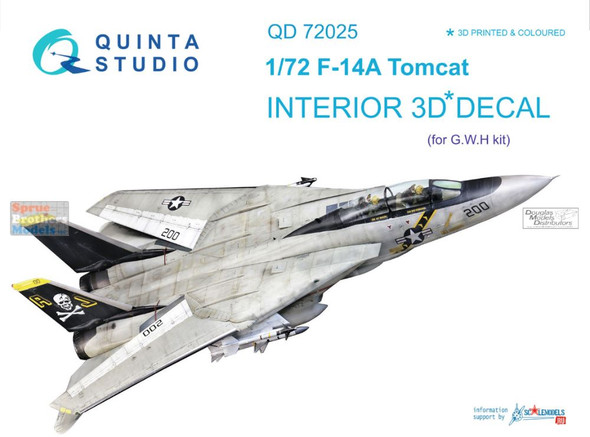 QTSQD72025 1:72 Quinta Studio Interior 3D Decal - F-14A Tomcat (GWH kit)