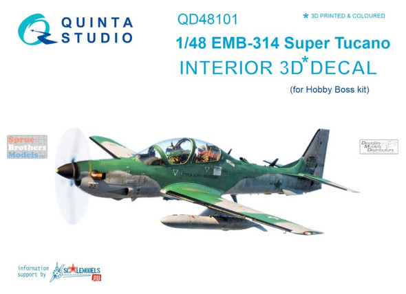 QTSQD48101 1:48 Quinta Studio Interior 3D Decal - EMB-314 Super Tucano (HBS kit)