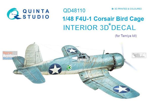 QTSQD48110 1:48 Quinta Studio Interior 3D Decal - F4U-1  Corsair Birdcage (TAM kit)