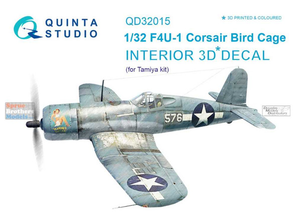 QTSQD32015 1:32 Quinta Studio Interior 3D Decal - F4U-1 Birdcage Corsair (TAM kit)