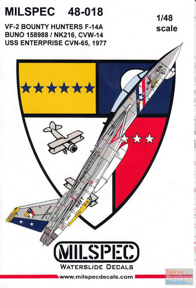 CAMMS48018 1:48 MilSpec Decals - F-14A Tomcat VF-2 Bounty Hunters CVW-14 USS Enterprise 1977