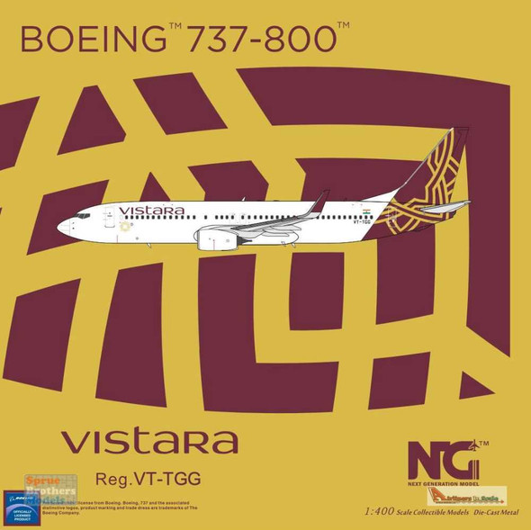 NGM58105 1:400 NG Model Vistara B737-800(W) Reg #VT-TGG (pre-painted/pre-built)