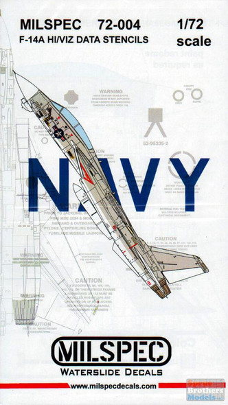 CAMMS72004 1:72 MilSpec Decals - F-14A Tomcat Hi Viz Data Stencils US Navy
