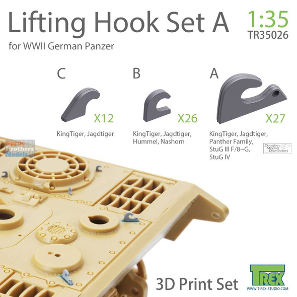 TRXTR35026 1:35 TRex - Lifting Hook Set A for WW2 German Panzer