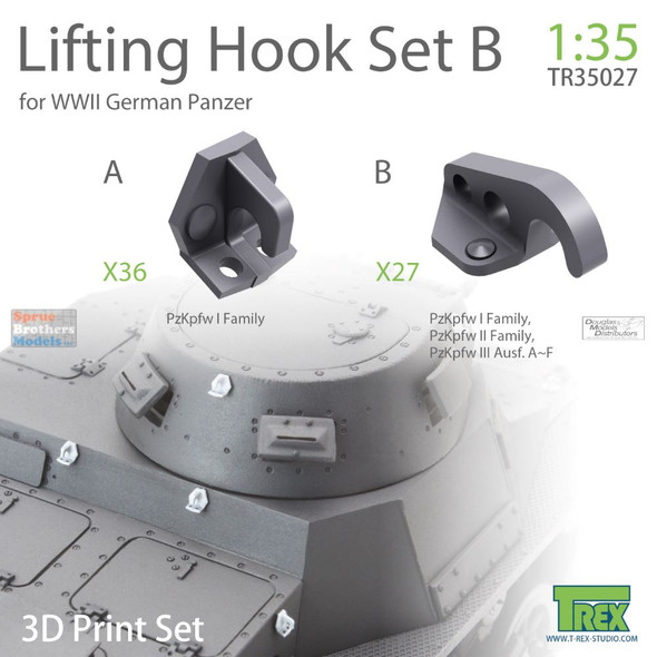 TRXTR35027 1:35 TRex - Lifting Hook Set B for WW2 German Panzer