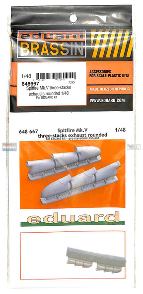 EDU648667 1:48 Eduard Brassin Spitfire Mk.V Three-Stacks Exhausts Rounded (EDU kit)