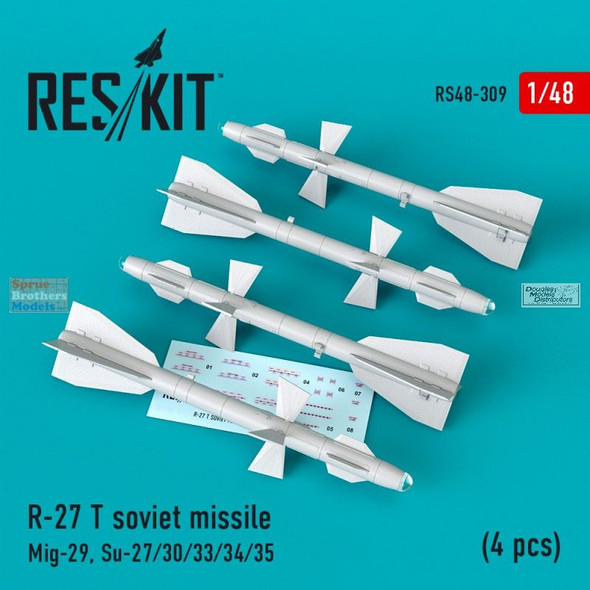 RESRS480309 1:48 ResKit R-27T Soviet Missile Set (4 pcs)