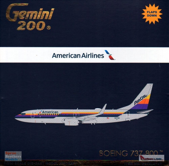 GEMG20474F 1:200 Gemini Jets American Airlines Boeing 737-800 Reg #N917NN 'AirCal Heritage Livery'  Flaps Down Version (pre-painted/pre-built)