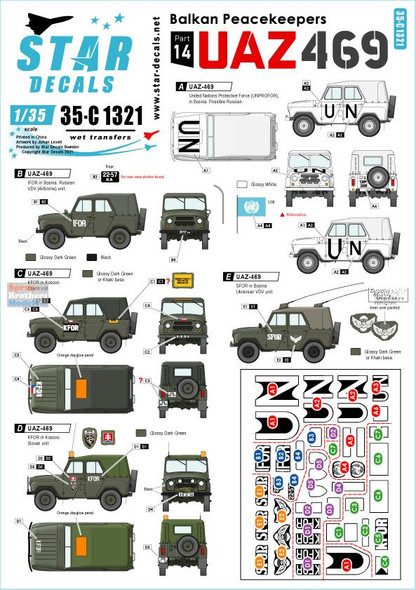 SRD35C1321 1:35 Star Decals - UAZ469 Balkan Peacekeepers