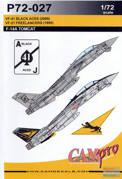 CAMP72027 1:72 CAM Pro Decals - F-14A Tomcat VF-41 Black Aces 2000 / VF-21 Freelancers 1995