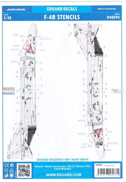 EDUD48094 1:48 Eduard Decals - F-4B Phantom II Stencils (TAM kit)