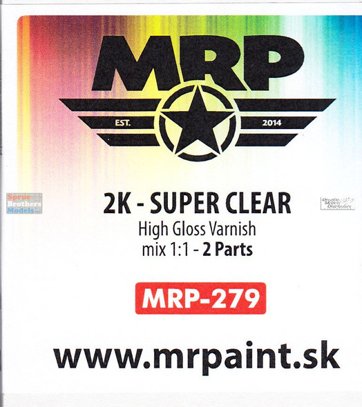 MRP279 MRP/Mr Paint - 2K Super Clear High Gloss Varnish [mix 1:1 - 2 parts] (for Airbrush only)