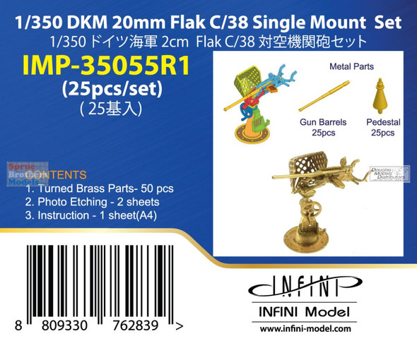 INFIMP35055R1 1:350 Infini Model DKM 20mm Flak C/38 Single Mount Set