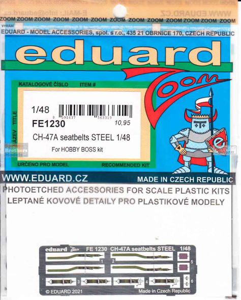 EDUFE1230 1:48 Eduard Color Zoom PE - CH-47A Chinook Seatbelts [STEEL] (HBS kit)