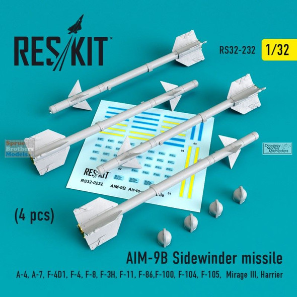 RESRS320232 1:32 ResKit AIM-9B Sidewinder Missile Set