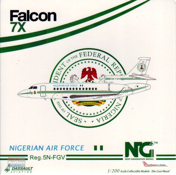 NGM71007 1:200 NG Model Nigerian Air Force Falcon 7X Reg #5N-FGV (pre-painted/pre-built)