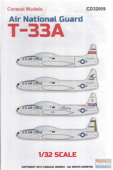 CARCD32009 1:32 Caracal Models Decals - Air National Guard T-33A