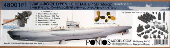 PONF48001 1:48 Pontos Model Detail Up Set - U-Boat Type VII C Detail Up Set 'Advanced' (TRP kit)