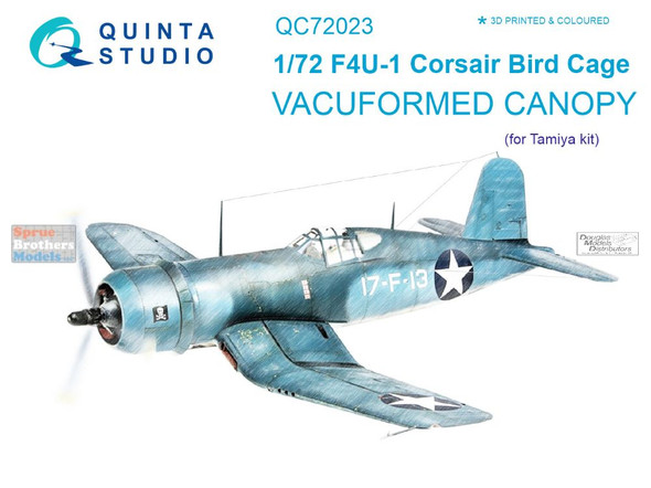 QTSQC72023 1:72 Quinta Studio Vacuformed Canopy - F4U-1 Corsair Bird Cage (TAM kit)