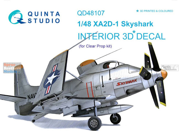 QTSQD48107 1:48 Quinta Studio Interior 3D Decal - XA2D-1 Skyshark (CLP kit)