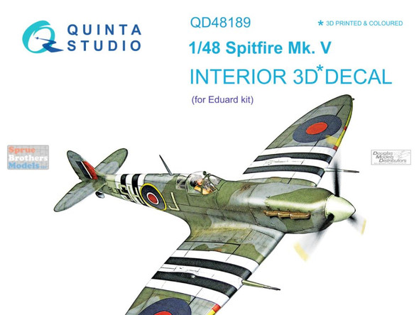 QTSQD48189 1:48 Quinta Studio Interior 3D Decal - Spitfire Mk.V (EDU kit)