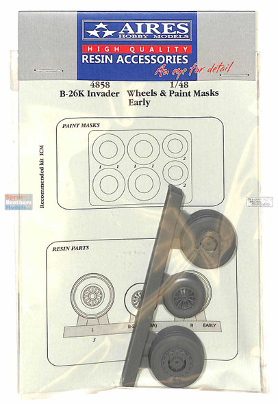 ARS4858 1:48 Aires B-26K Invader Wheels & Paint Masks Set-Early (ICM kit)