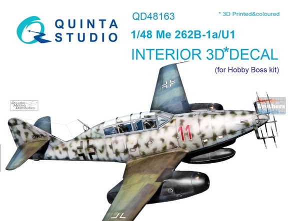 QTSQD48163 1:48 Quinta Studio Interior 3D Decal - Me262B-1a/U1 (HBS kit)
