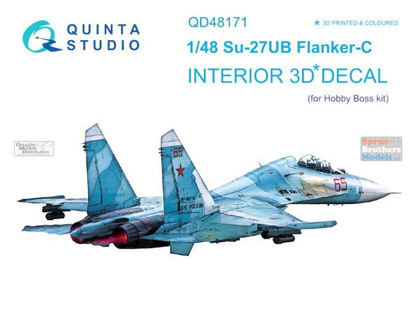 QTSQD48171 1:48 Quinta Studio Interior 3D Decal - Su-27UB Flanker-C (HBS kit)