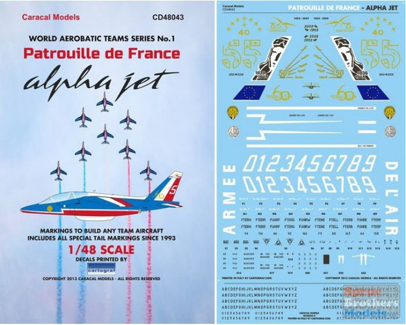 CARCD48043 1:48 Caracal Models Decals - Patrouille de France - Alpha Jet