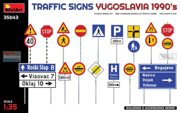 MIA35643 1:35 Miniart Traffic Signs Yugoslavia 1990s