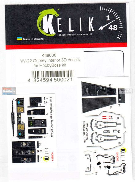 RESK48006K 1:48 ResKit/Kelik 3D Detail Set - MV-22 Osprey (HBS kit)
