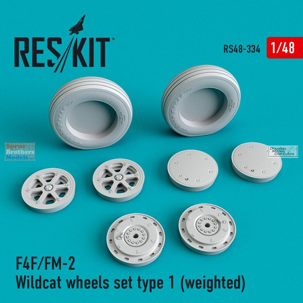 RESRS480334 1:48 ResKit F4F FM-2 Wildcat Weighted Wheels Set Type 1