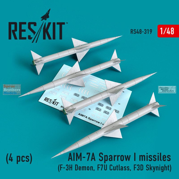 RESRS480319 1:48 ResKit AIM-7A Sparrow I Missile Set (4 pcs)