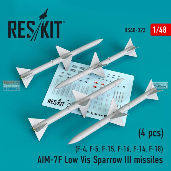 RESRS480323 1:48 ResKit AIM-7F Low Vis Sparrow III Missile Set (4 pcs)