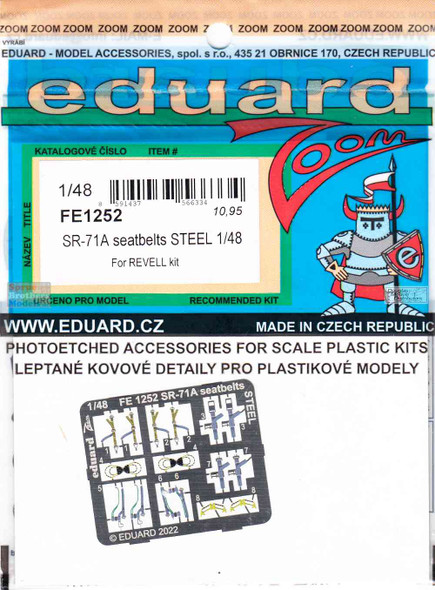 EDUFE1252 1:48 Eduard Color Zoom PE - SR-71A Blackbird Seatbelts [STEEL] (REV kit)
