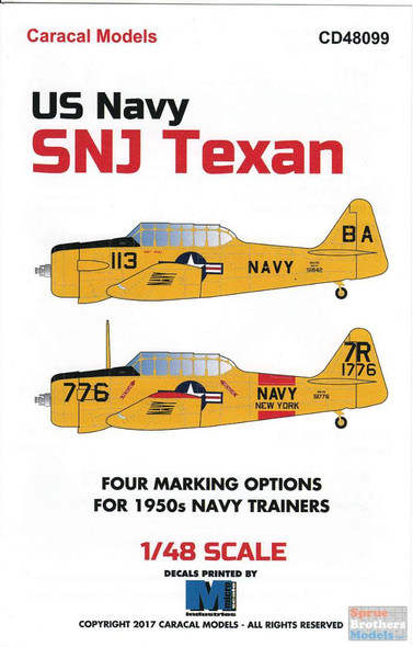 CARCD48099 1:48 Caracal Models Decals - US Navy SNJ Texan