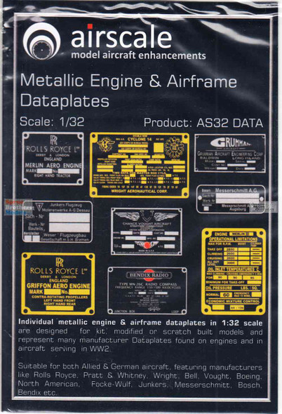 ASCAS32DATA 1:32 Airscale Metallic Engine & Airframe Dataplates