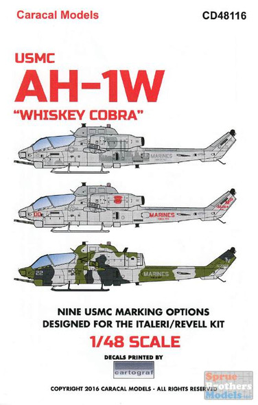 CARCD48116 1:48 Caracal Models Decals - USMC AH-1W Whiskey Cobra