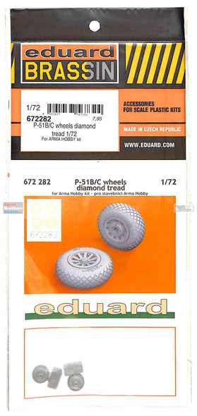 EDU672282 1:72 Eduard Brassin Print P-51B P-51C Mustang Wheels Diamond Tread (ARM kit)