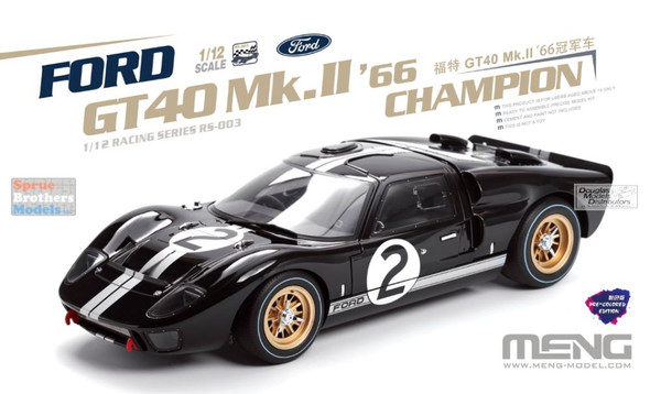 MNGRS003 1:12 Meng Ford GT40 Mk.II '66 Champion [Pre-Colored Edition]