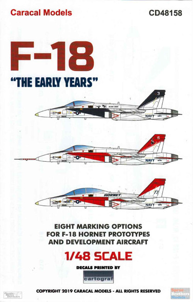 CARCD48158 1:48 Caracal Models Decals - F-18 Hornet 'The Early Years'
