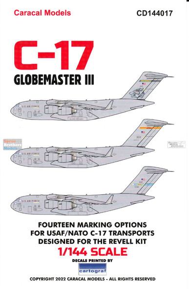 CARCD144017 1:144 Caracal Models Decals - C-17 Globemaster III