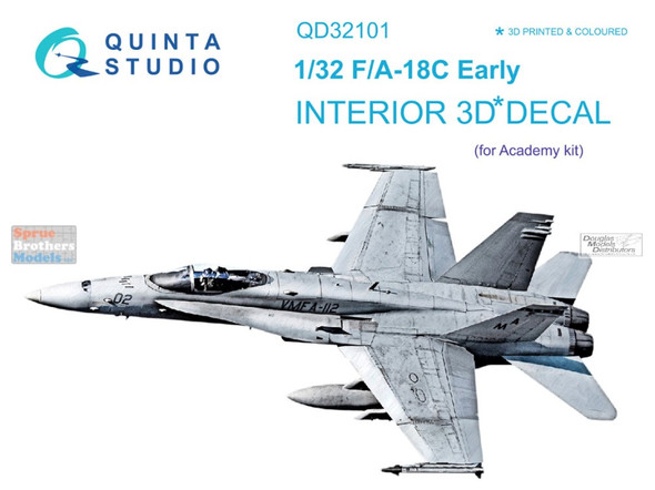 QTSQD32101 1:32 Quinta Studio Interior 3D Decal - F-18C Hornet Early (ACA kit)