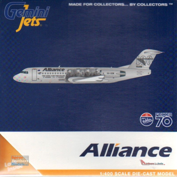 GEMGJ1997 1:400 Gemini Jets Alliance Fokker 70 Reg #VH-QQW 'Vickers Vimy 100 Years' (pre-painted/pre-built)